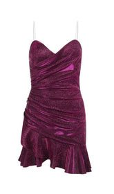 GLÄNZENDES FISHTAIL-MINIKLEID IN LILA